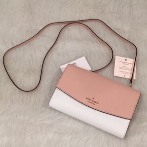 kate spade Pink and White Two-Tone Crossbody Wallet